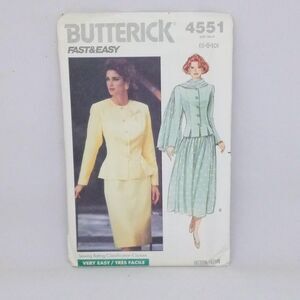 Butterick Sewing Pattern #4551-Size 6-8-10-Jacket-Skirt-Uncut-F/F-Fast & Easy